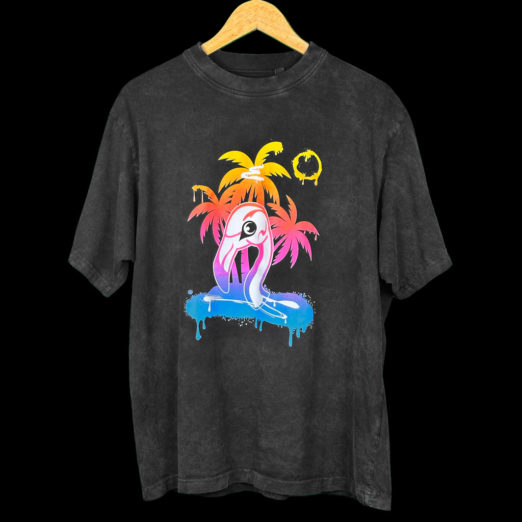 Organic Cotton Midweight Tee - Washed Black Graphic